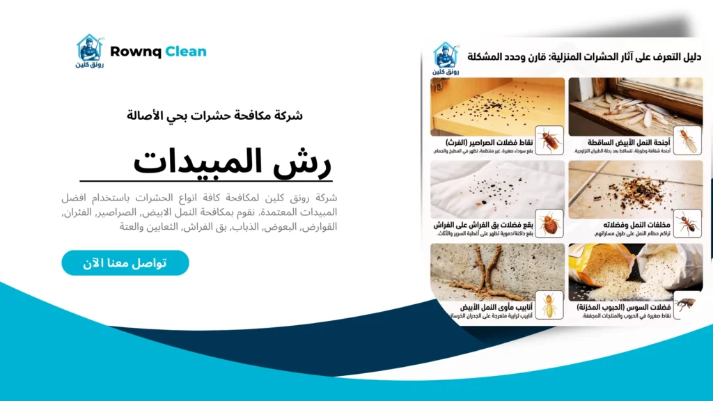 علامات وجود حشرات في المنزل مثل آثار الصراصير والنمل الأبيض.